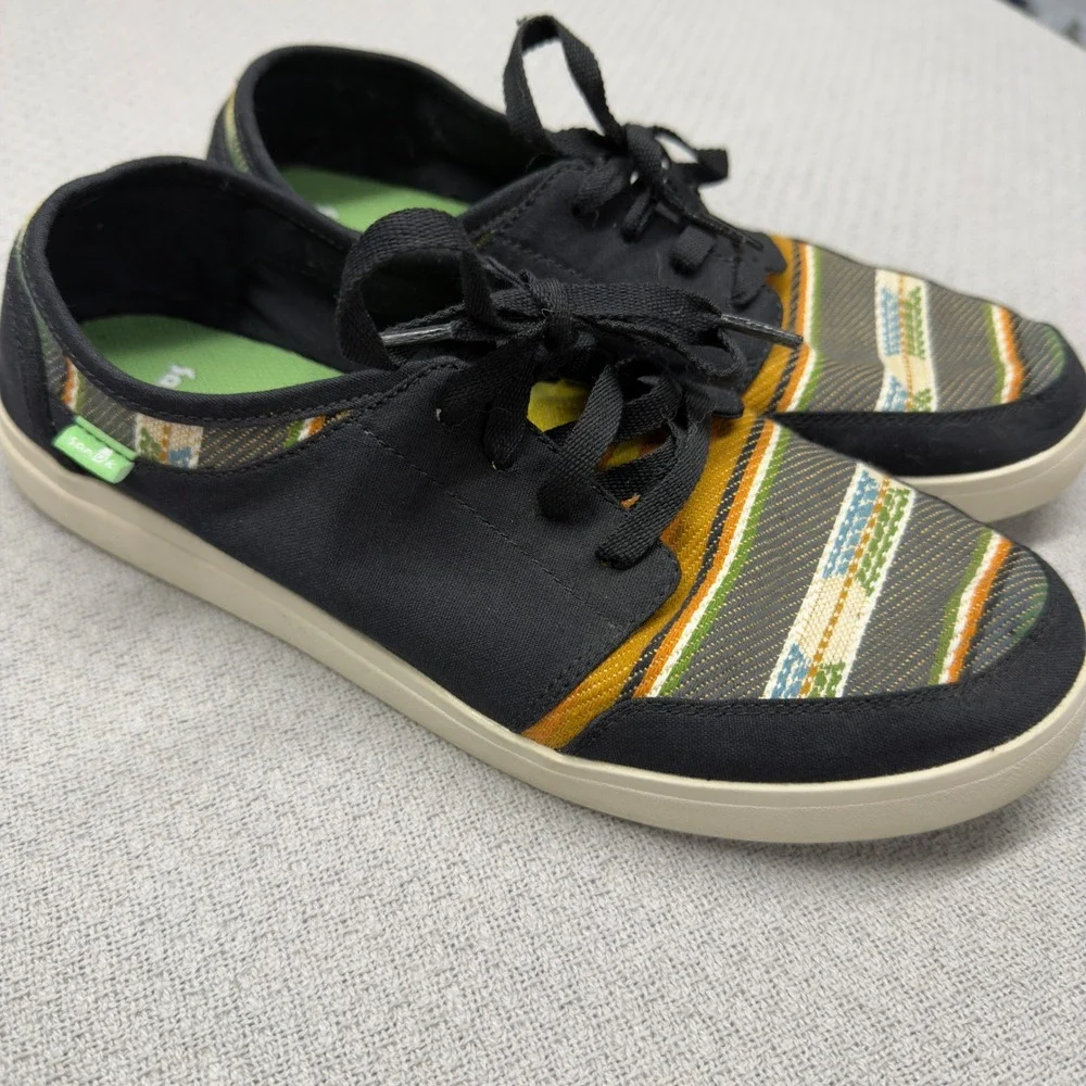 Sanuk Vagabond Lace Shoes Mens 11 Southwestern Striped Woven Low Sneaker Boho
